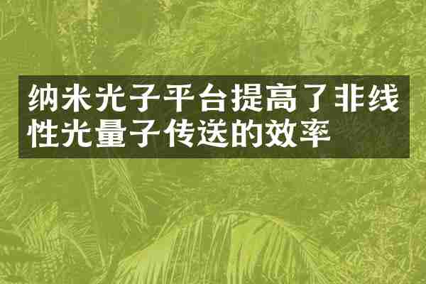 纳米光子平台提高了非线性光量子传送的效率