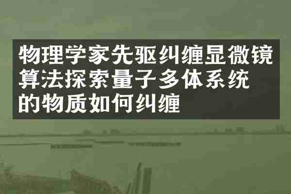 物理学家先驱纠缠显微镜算法探索量子多体系统中的物质如何纠缠