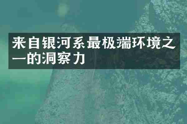 来自银河系最极端环境之一的洞察力