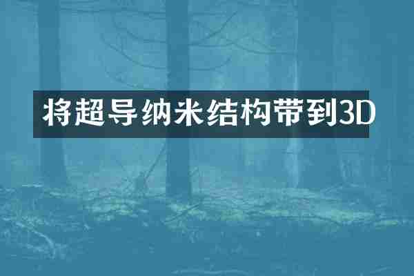 将超导纳米结构带到3D