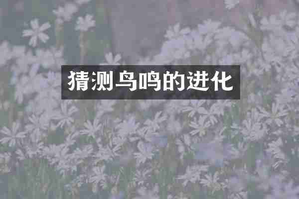 猜测鸟鸣的进化