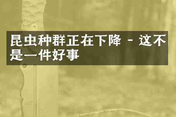 昆虫种群正在下降 - 这不是一件好事