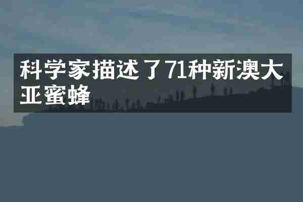 科学家描述了71种新澳大利亚蜜蜂