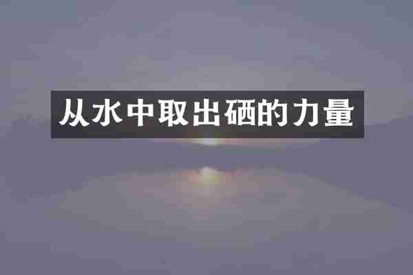 从水中取出硒的力量