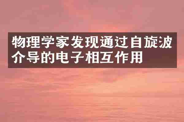 物理学家发现通过自旋波介导的电子相互作用