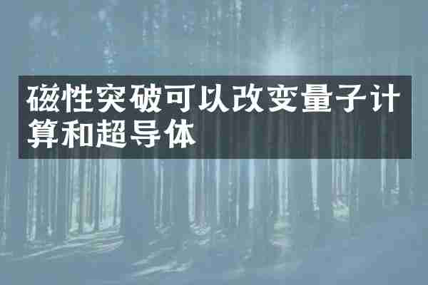 磁性突破可以改变量子计算和超导体