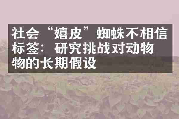 社会&ldquo;嬉皮&rdquo;蜘蛛不相信标签：研究挑战对动物人物的长期假设