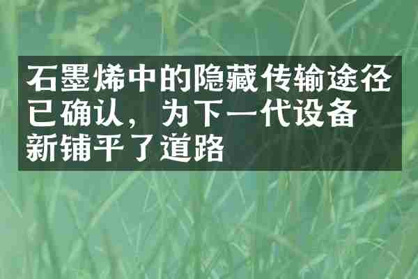 石墨烯中的隐藏传输途径已确认，为下一代设备创新铺平了道路