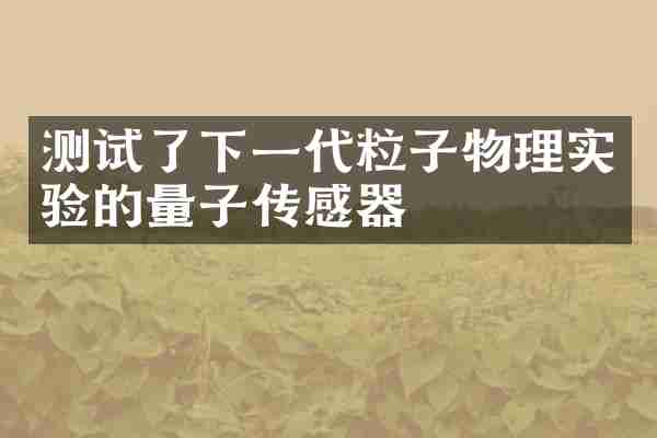 测试了下一代粒子物理实验的量子传感器
