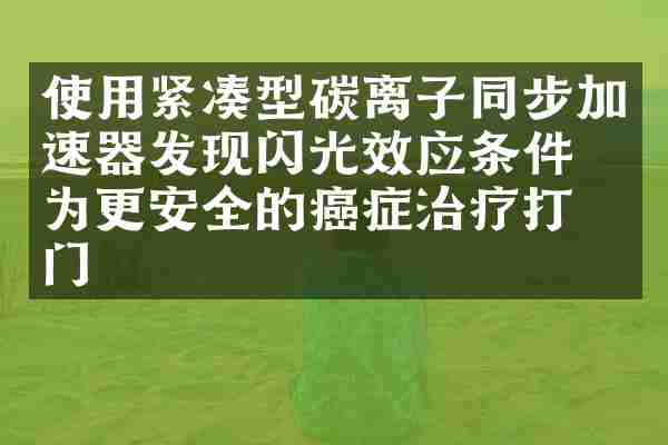 使用紧凑型碳离子同步加速器发现闪光效应条件可为更安全的癌症治疗打开门