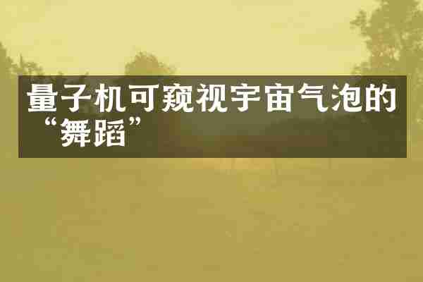 量子机可窥视宇宙气泡的&ldquo;舞蹈&rdquo;
