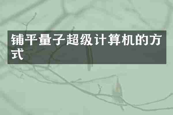 铺平量子超级计算机的方式