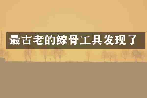 最古老的鲸骨工具发现了
