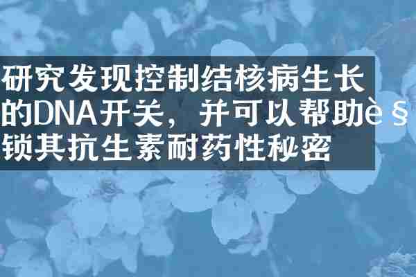 研究发现控制结核病生长的DNA开关，并可以帮助解锁其抗生素耐药性秘密