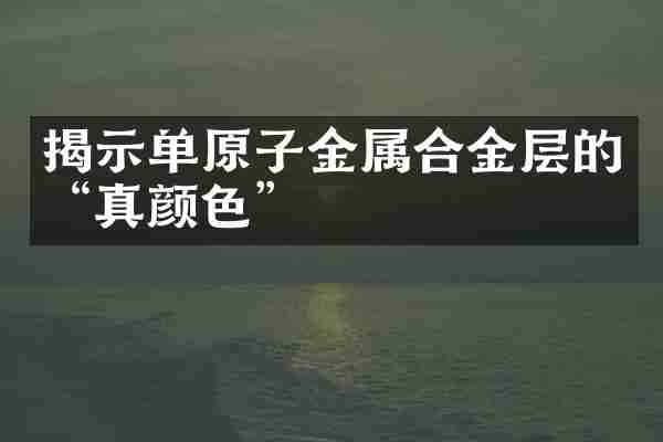 揭示单原子金属合金层的&ldquo;真颜色&rdquo;