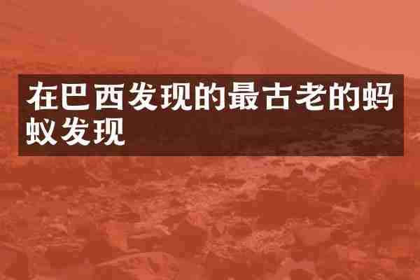 在巴西发现的最古老的蚂蚁发现