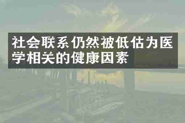 社会联系仍然被低估为医学相关的健康因素