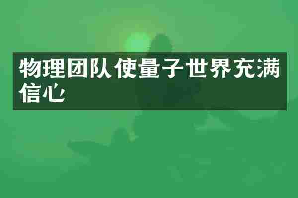 物理团队使量子世界充满信心