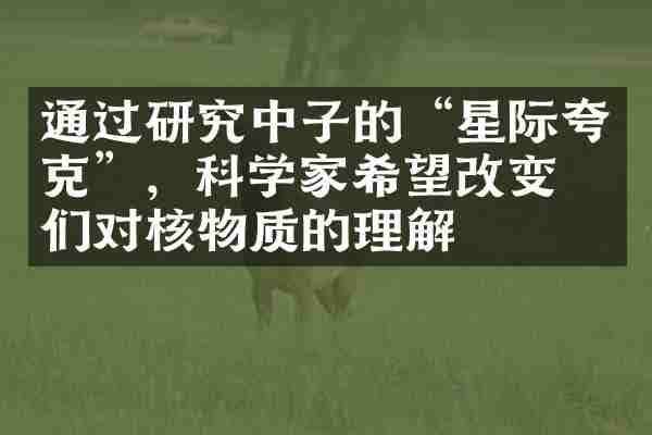 通过研究中子的“星际夸克”，科学家希望改变他们对核物质的理解
