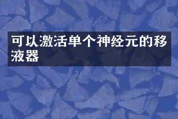 可以激活单个神经元的移液器