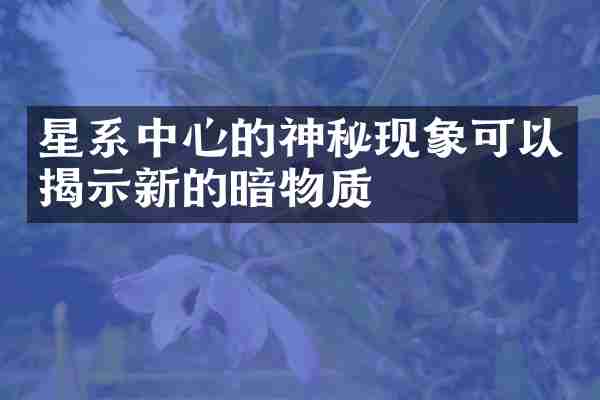 星系中心的神秘现象可以揭示新的暗物质